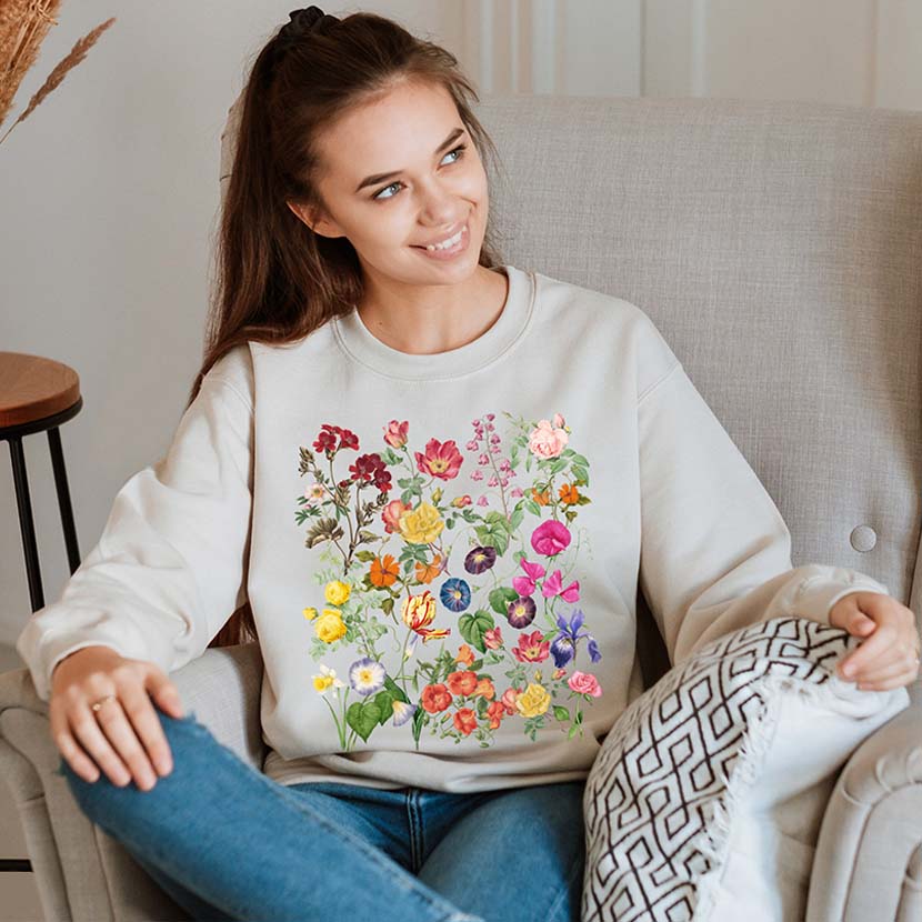 Cottagecore Comfort Colors Vintage Flowers Sweatshirt