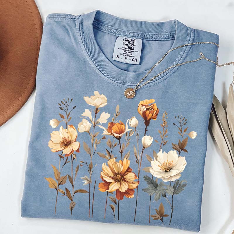 Comfort Colors Vintage Pressed Flowers Fall T-Shirt