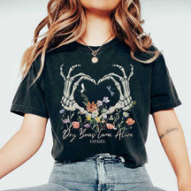 Dry Bones Come Alive Skeleton Flowers T-Shirt