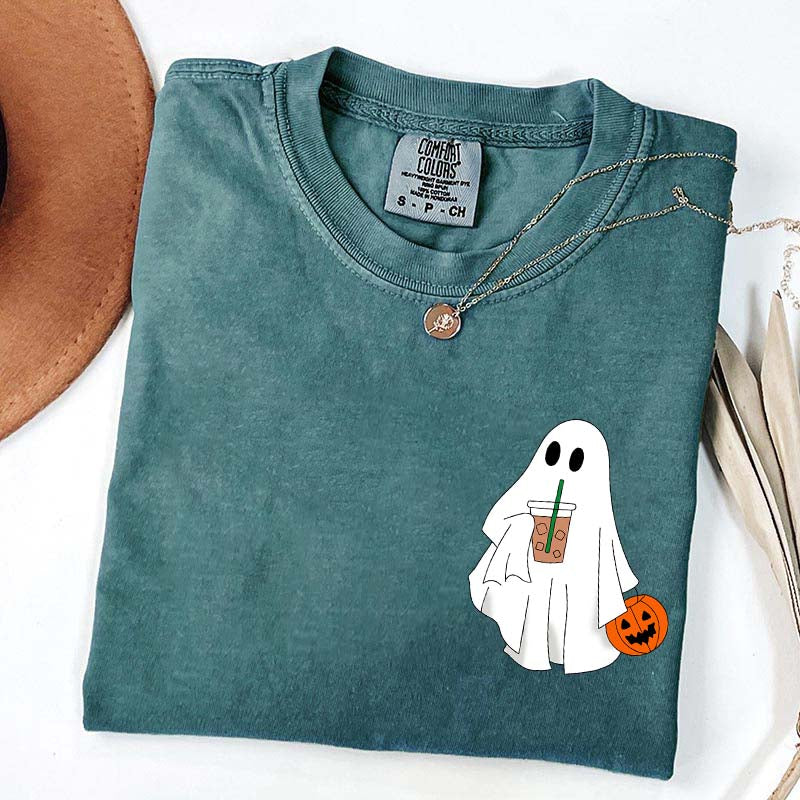 Halloween Ghost Iced Coffee Lover T-Shirt