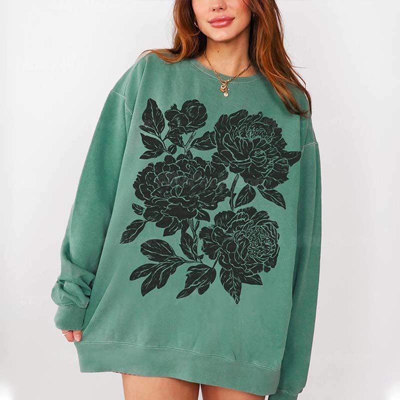 Vintage Linocut Flower Sweatshirt