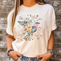 Boho Birdie Summer Flower T-Shirt