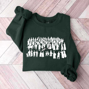 Woman Touches Religous Sweatshirt