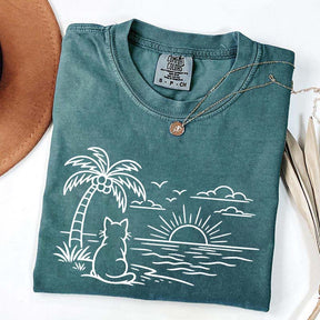 Cat Watching Sunset T-Shirt