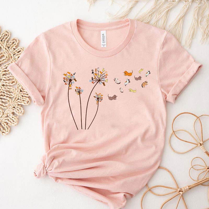 Cute Cats Flower Fly Dandelion T-Shirt