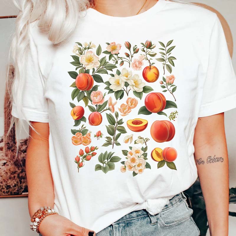 Botanical Peaches Fruit Lover T-Shirt