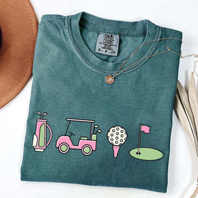 Pink Golf Cart Flag Lover T-Shirt