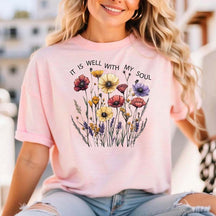It is Well Within My Soul Floral Religious T-Shirt