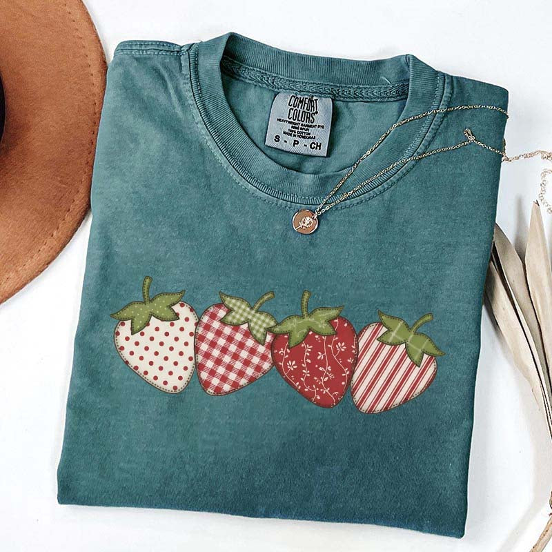 Vintage Strawberry Printed T-Shirt