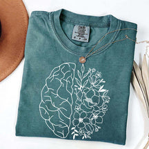 Mental Health Floral Brain Anatomy T-Shirt