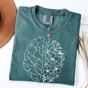 Mental Health Floral Brain Anatomy T-Shirt