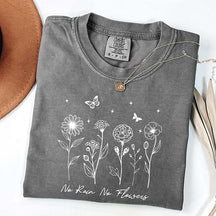 Floral No Rain No Flowers Motivational T-Shirt