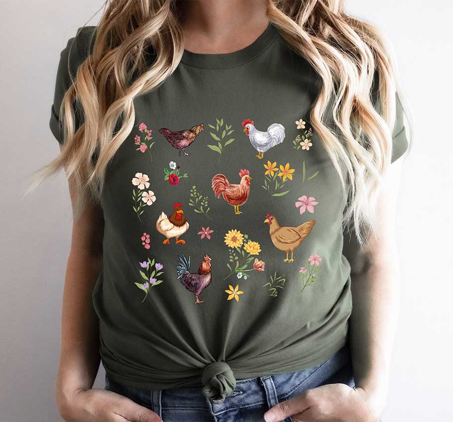 Wildflower Chicken Lover Farm Girl T-Shirt