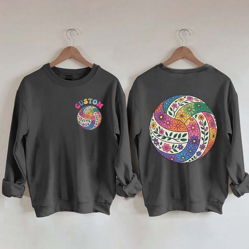 Personalized Volleyball Floral Sweatshirt