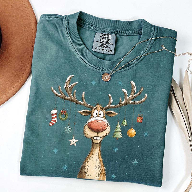 Retro Merry Christmas Retro Reindeer T-Shirt