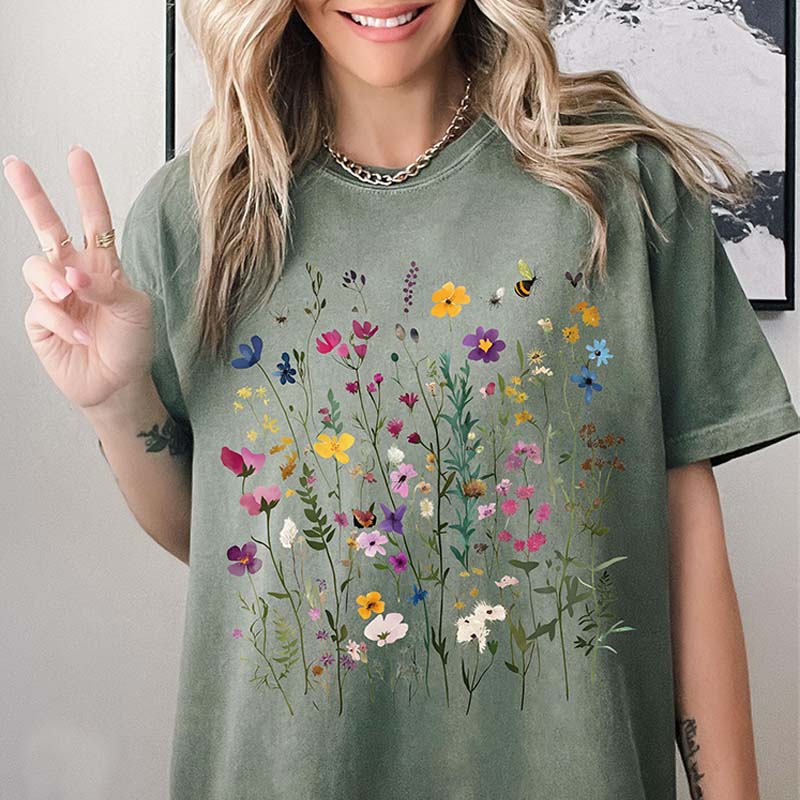 Boho Wildflowers & Bees Garden T-Shirt