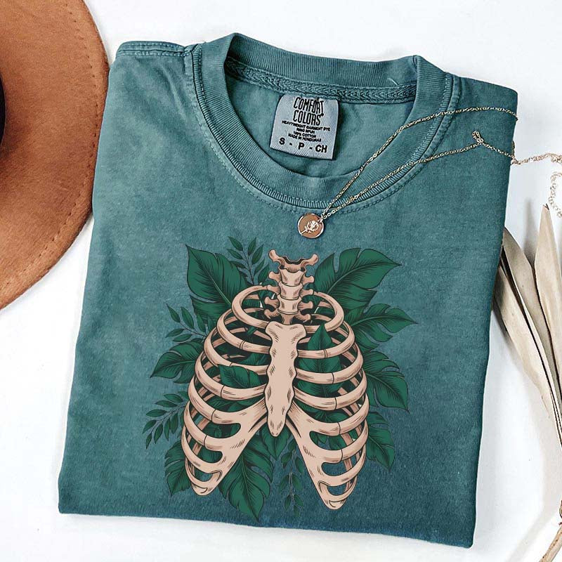 Skeleton Green Plant T-Shirt
