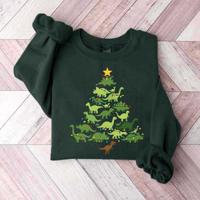 Dinosaur Christmas Tree Xmas Sweatshirt