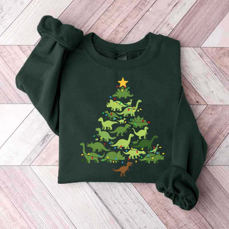 Dinosaur Christmas Tree Xmas Sweatshirt