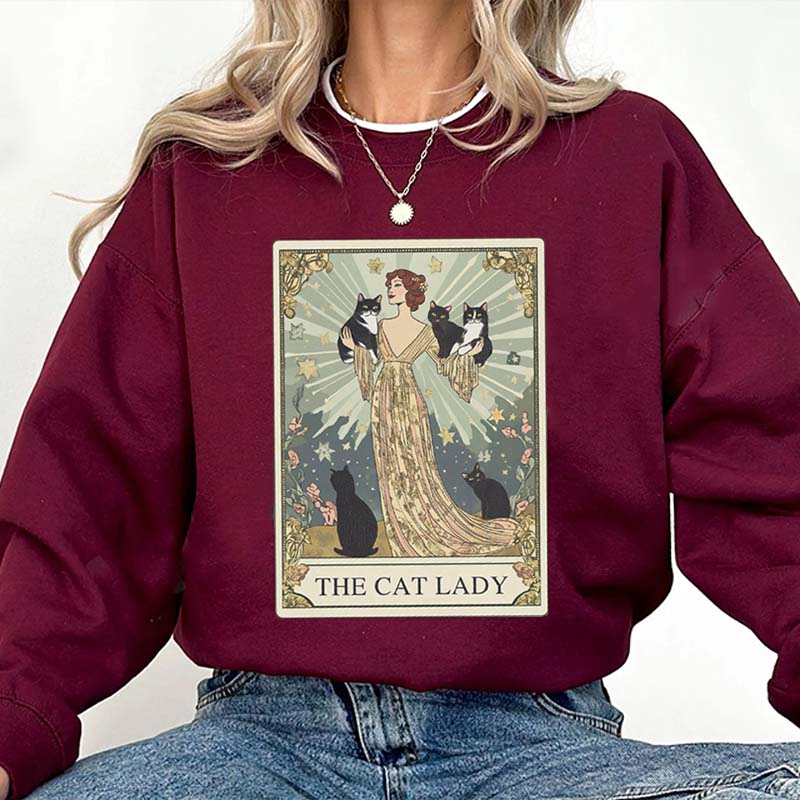 Cute Cat Lady Tarot Card Sweatshirt