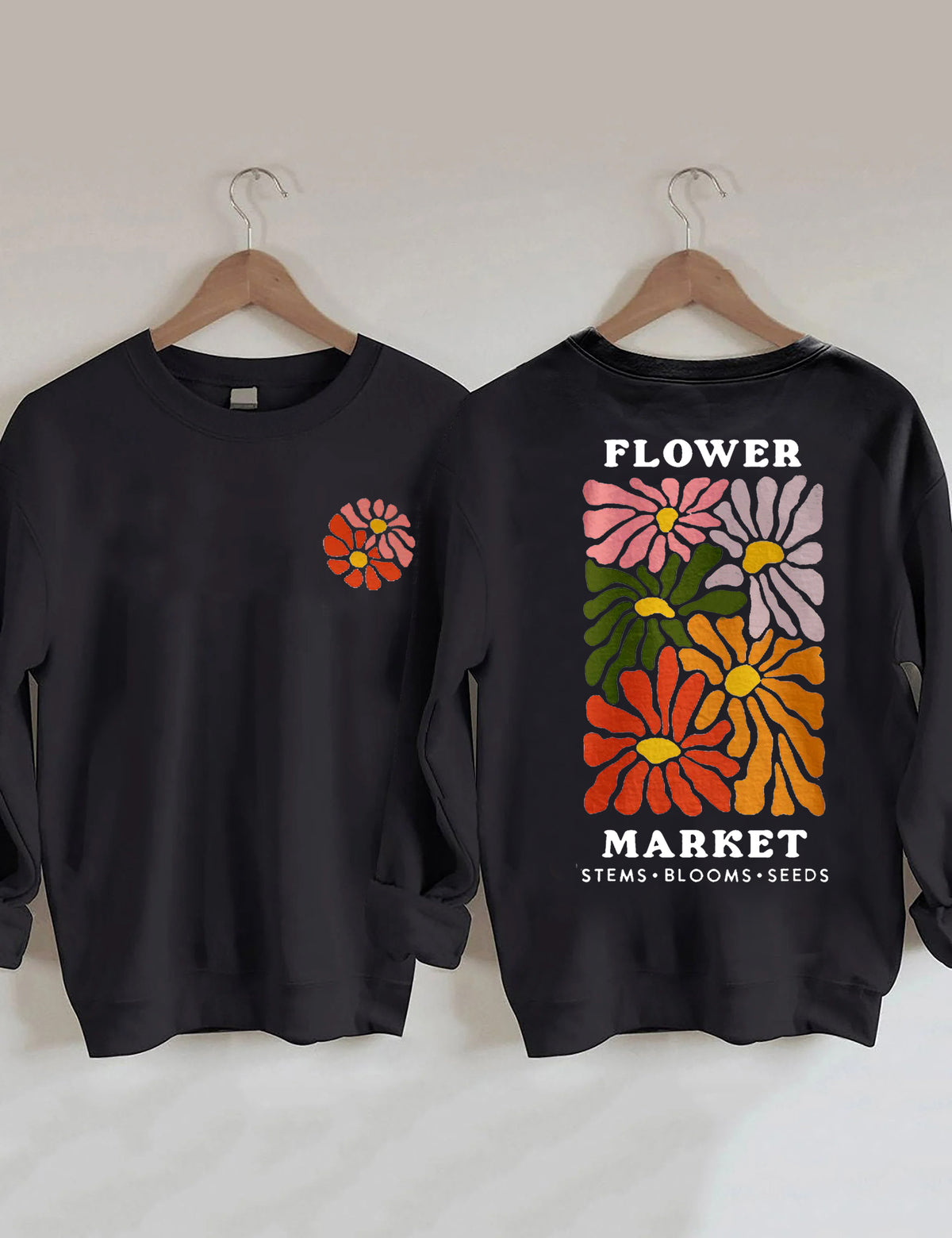 Flower Market Sweatshirt mit Bohemian-Wildblumen-Print