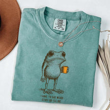 I Have to Say Weird Stuff Or I'll Die Frog Drinking Coffee T-Shirt