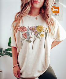 Cottagecore Vintage Fleurs Confort Couleurs Tshirt