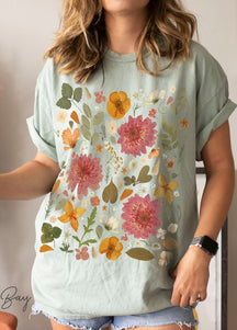 Chemise fleurs sauvages Vintage fleurs pressées couleurs confort
