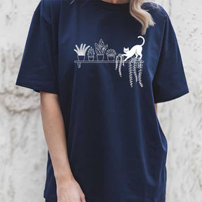 Cat Knocking Over Plants T-Shirt