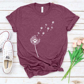 Cute Dandelion Dog Paw Simple T-Shirt