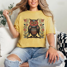 Boho Owl Comfort Colors Flower T-Shirt
