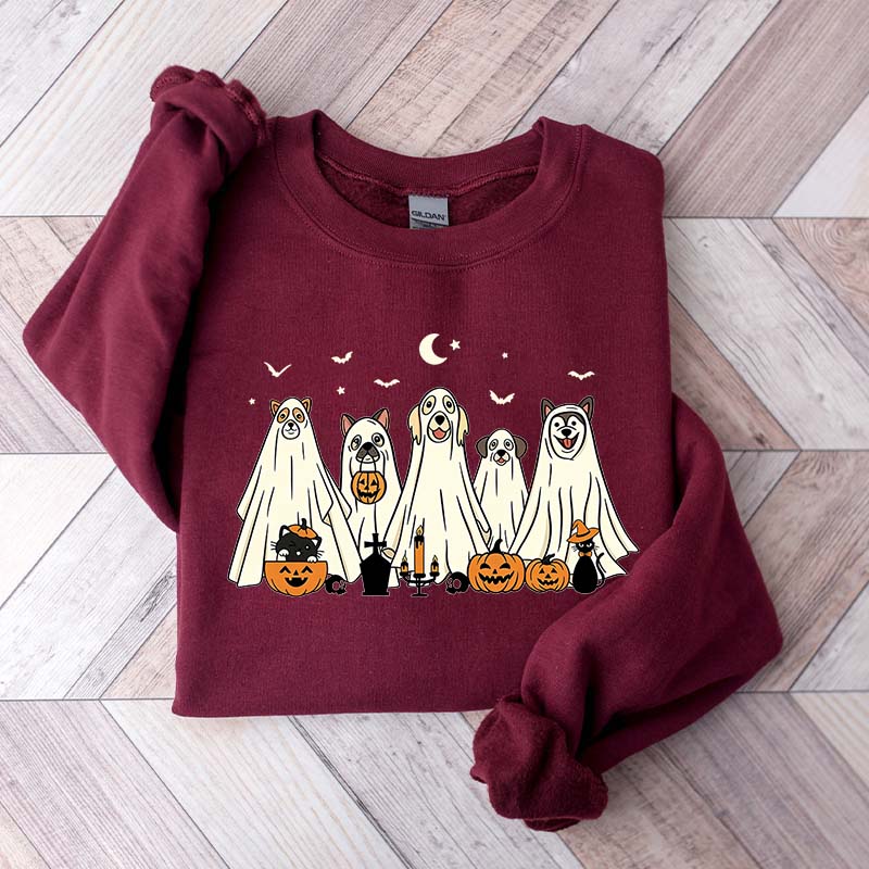 Spooky Season Moon Ghost Dogs Sweatshirt
