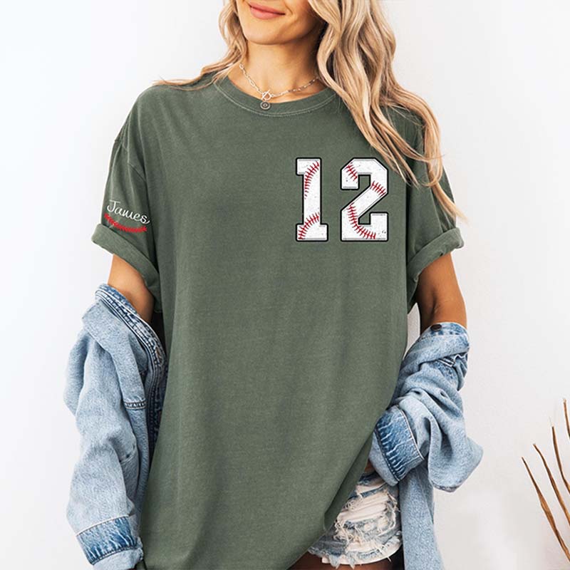 Custom Cute Baseball Number and Name T-Shirt