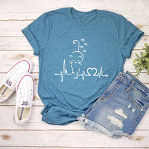 Cat Heartbeat Fur Mama T-Shirt