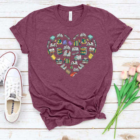 Teacher Librarian Heart of Books T-Shirt