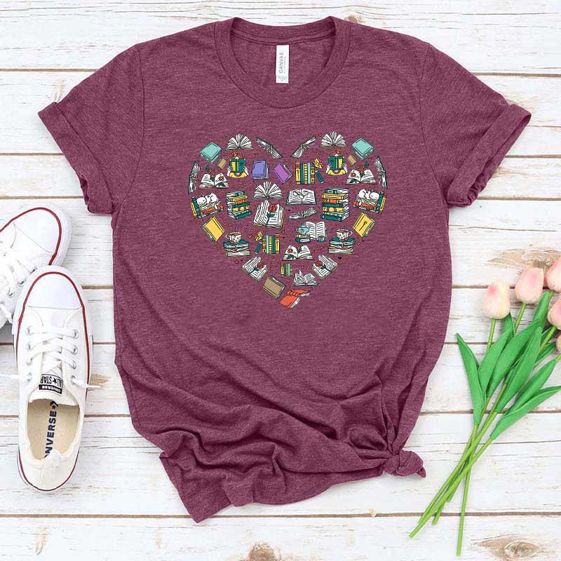 Teacher Librarian Heart of Books T-Shirt