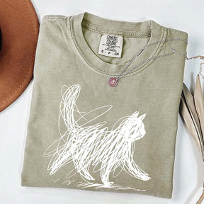 Abstract Cat Line T-Shirt