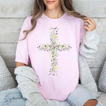 Comfort Colors Floral Cross Faith T-Shirt