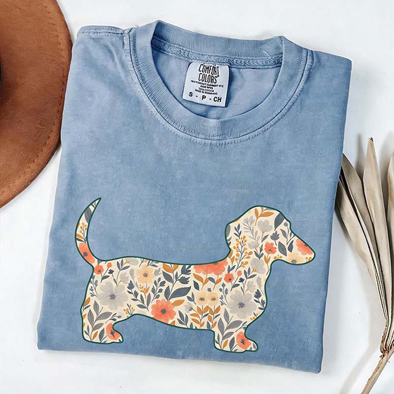 Comfort Colors Floral Dachshund T-Shirt