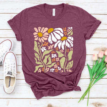 Boho Wildflowers Floral Nature Simple T-Shirt