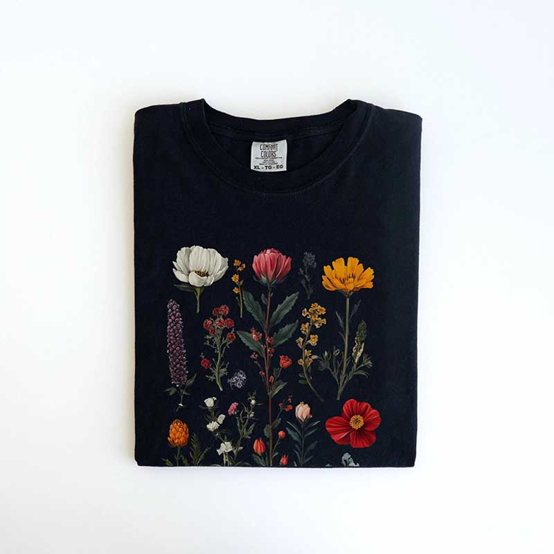 Boho Wildflowers Whimsigoth Cottagecore Floral  T-Shirt