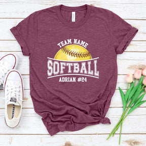 Custom Name Number Softball T-Shirt