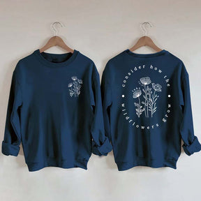 Cute Wildflower Religous Luke 12:27 Bible Verse Sweatshirt