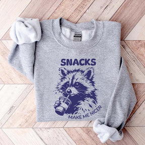 Funny Raccoon Snacks Make Me Nicer Sweatshirt