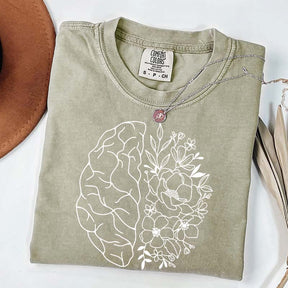 Mental Health Floral Brain Anatomy T-Shirt