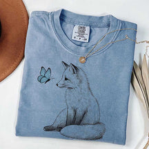 Fox and Butterfly Animal Nature T-Shirt