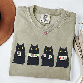 Mahjong Black Cat Game Night T-Shirt
