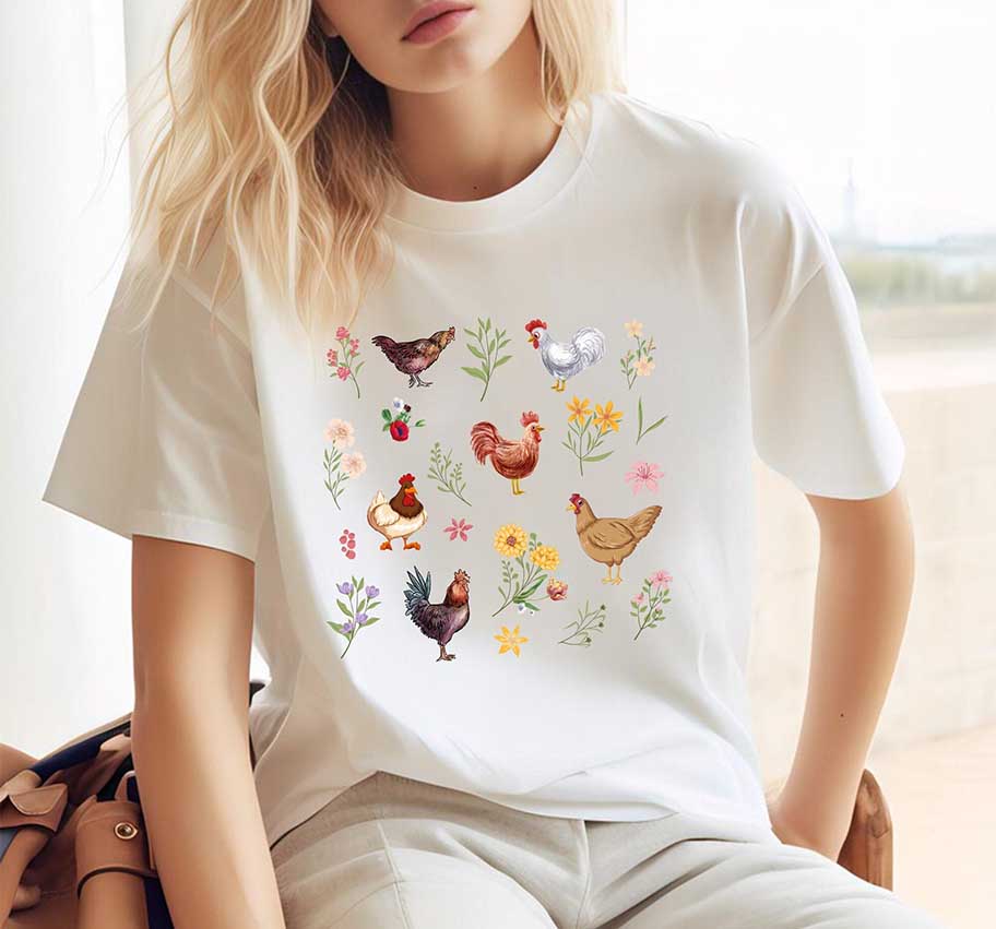 Wildflower Chicken Lover Farm Girl T-Shirt