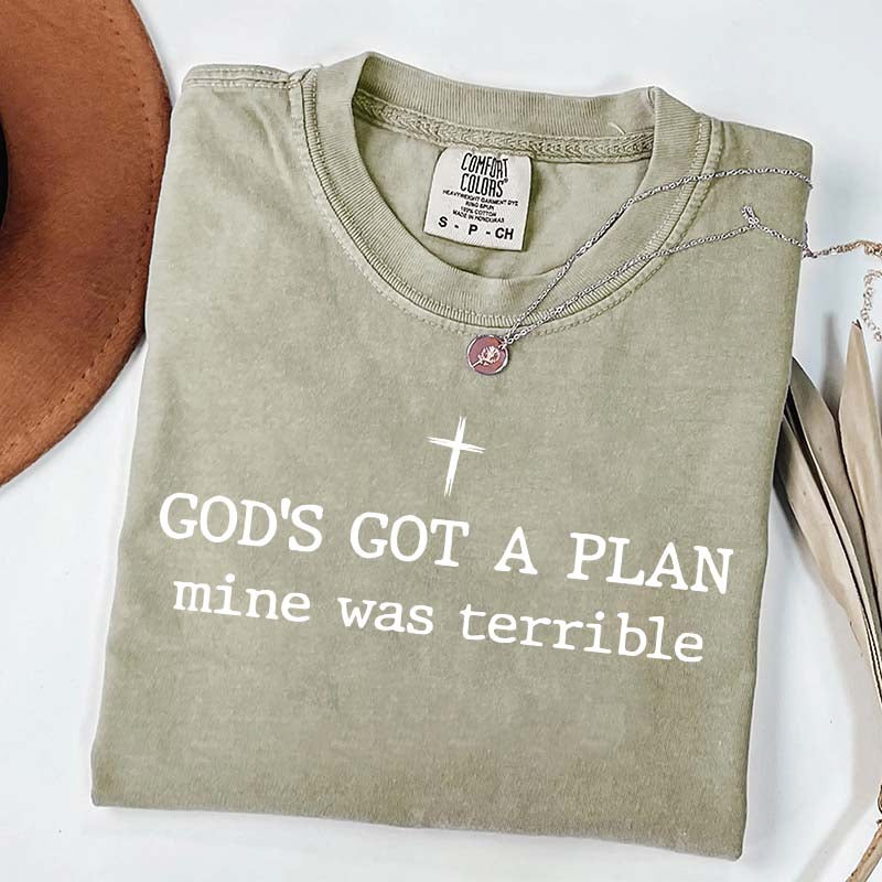 God's Got A Plan Mine Was Terrible Religous Minimalist T-Shirt