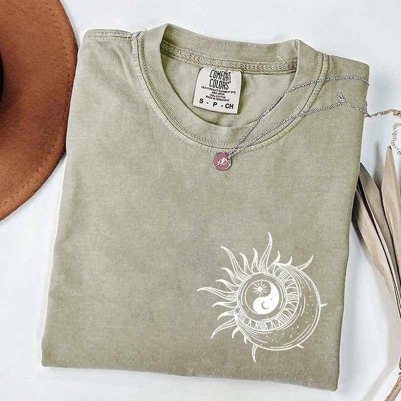 Boho Mystical Moon And Sun Yin Yang T-Shirt